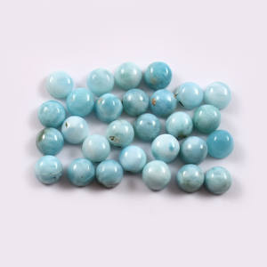 Lote al por mayor de gemas sueltas semipreciosas calibradas de larimar azul natural AAA++ de 5 mm, redondas, tipo cabujón, para fabricación de joyas - Product Image 1
