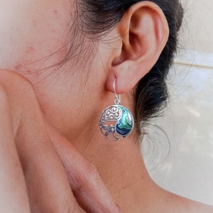 Boucles d'oreilles pendantes en argent Sterling NY-ER139-ABA de luxe de haute qualité romantique Yin Yang ormeau plaqué or coquille cadeau de mariage - Product Image 3