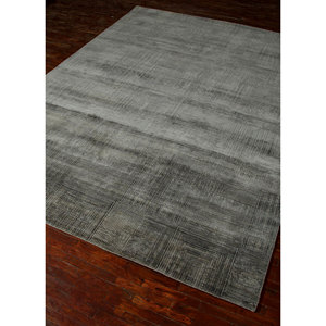Alfombra Kavi Gris y Negra Anudada a Mano de Lana y Seda de Bambú, 10 mm de Grosor, Patrón Geométrico para Hogar o Pasillo - Alfombra 3D Modelo Esk-472 - Product Image 2