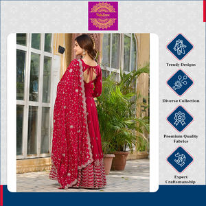 ชุดเดรสยาวแบบ Anarkali คุณภาพพรีเมียม ทันสมัย สวยงาม หรูหรา พร้อมผ้าคลุมไหล่ สไตล์อินเดีย กำลังเป็นที่ต้องการอย่างมาก - Product Image 4