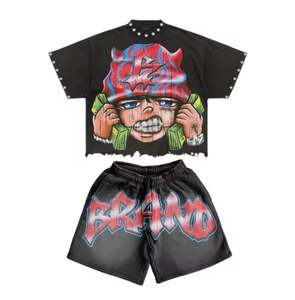 ชุดวอร์มผ้าฝ้ายสำหรับผู้ชายชุดกางเกงขาสั้นและเสื้อยืดสำหรับใส่ได้ทั้งชายและหญิง - Product Image 5