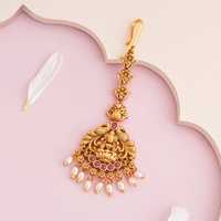 Objet de collection culturel authentique, antique, plaqué or 22 carats, motif floral, serti de pierres synthétiques rubis, monture closée, religieux pour femme