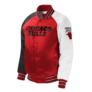 2025 Customized Design Team Chicago Bull & Number Starter bomber <b>jacket</b> / Embroidered Satin bomber <b>Jackets</b> - Product Image 2