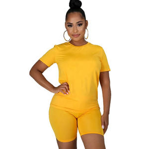 Fabricant Nouvelle Arrivée Marque Vêtements pour Femmes Décontracté à Manches Courtes et Short Deux Pièces Ensemble Short 2022 Été Survêtements pour Femmes - Product Image 2