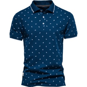 Polo en jersey à manches courtes confortable de haute qualité, bleu uni avec logo personnalisé, plusieurs couleurs disponibles - Product Image 5