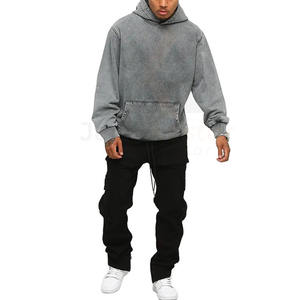 Sweat-shirts streetwear pour hommes en gros, personnalisés, délavés, effet soleil, lourds, en molleton français, écologiques, hiver, 300g - Product Image 3