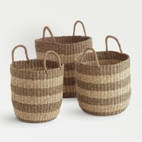 Panier en jonc de mer de bonne qualité pour le stockage de jouets de vêtements sales paniers d'herbe de mer naturelle au coût le moins cher