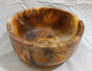 Bols à salade de fruits en résine de luxe faits à la main bols de service tourbillon brun multi taille personnalisée couleur hôtels restaurants bars nouveau style - Product Image 2