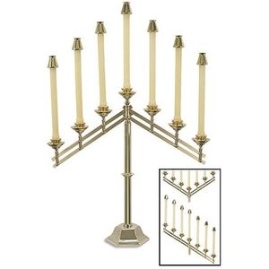 Bougeoir en laiton massif 8-Batti avec base large et supports diya profonds parfaits pour l'éclairage des temples pendant les prières - Product Image 4