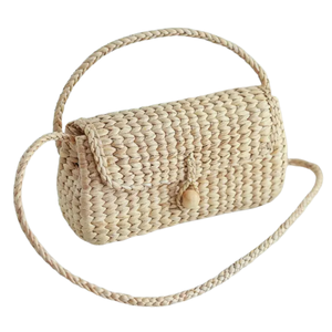 Hot Trending Straw <b>Crossbody</b> <b>Bag</b> with Button Closure Lightweight Natural Rattan Shoulder Purse for <b>Summer</b> Beach or Casual Use - Product Image 3