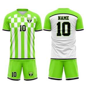 Uniforme de fútbol verde totalmente personalizado de tendencia superior adultos jóvenes equipo de fútbol sublimado alto nombre unidad de producción a granel - Product Image 4