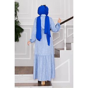 Vestido modesto Hijab con babero medio abotonado azul claro - Product Image 5