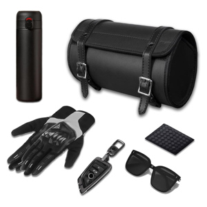 Bolsa de herramientas para motocicleta, bolsa de cuero negro para manillar, horquilla, almacenamiento Universal para SILLÍN para Sissy Bar y accesorios para motocicleta - Product Image 3