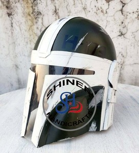 เหล็ก Mandalorian หมวกกันน็อคสําหรับฮาโลวีนเครื่องแต่งกายบทบาทเล่นสวมใส่เกราะสีดําหมวกกันน็อคชนบทวินเทจตกแต่งบ้านของขวัญ - Product Image 4