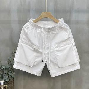 Custom Cordón Lavado ácido Hot Pants Raw Edge Vintage Parche Sun Faded Summer Plain Cotton Distressed Jogger Pantalones cortos para hombre - Product Image 4