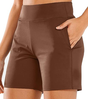 Shorts de yoga pour femmes en spandex/nylon respirant, sans couture, taille haute, séchage rapide, extensible dans quatre directions