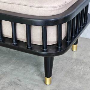 KBH GDSF013 <b>Ottoman</b> <b>Stool</b> with Removable Fabric- Covered Cushion Luxury Antique Ash Wood Frame for Entry Bedroom Hospital Use - Product Image 4