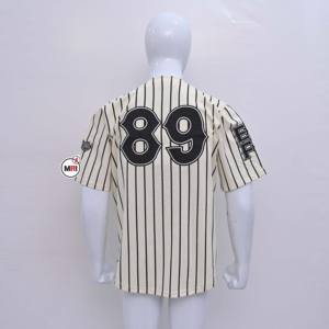 High Quality Black Stripes Baseball For Casual Wear Cotton Loose Fit Breathable & Trendy Stripes Embroidery Logo Men's jersey - Product Image 3