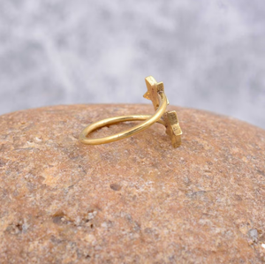 Trendy Super Celestial Star <b>Ring</b> <b>Dainty</b> Brass <b>Ring</b> for Women 18K Gold Plated Minimalist Double Star Band for Wholesale OEM ODM - Product Image 2