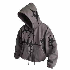 Offre Spéciale Design Unique Distressed Broderie Hoodies Pour Hommes En Gros Personnaliser Conception ACID WASHED Street Wear Hommes Hoodies 2025 - Product Image 5