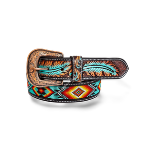 Cinturones Vaqueros de Cuero Genuino con Cuentas Hechos a Mano de Moda - Accesorios de Primera Calidad para Hombres y Mujeres con Estilo Vaquero Clásico - Product Image 1