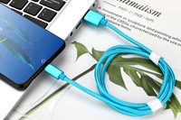 Kabel Data Pengisian Daya USB Micro USB Type-C Berkualitas Tinggi Baru 1m 2m 3m Warna-warni Nilon Kepang Tahan Lama Pengisian Cepat untuk Lighting