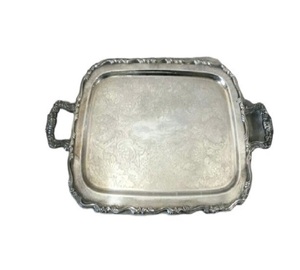 Bandeja de servir plateada brillante personalizada con asa con diseño de grabado central para el hogar, hotel, restaurante, fiesta de boda - Product Image 4