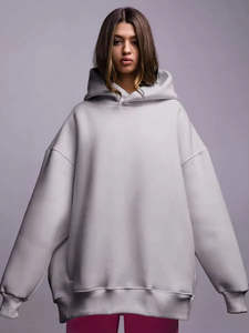 Sweat à capuche personnalisé de couleur unie de haute qualité pour femmes en gros Sweat-shirts décontractés amples et respirants en polaire épaisse surdimensionnée - Product Image 3