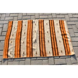 พรมทอสไตล์ตุรกีทำด้วยมือสีส้มเบจแบบดั้งเดิม2.7 x 4.3ft ต่อผ้าวูล PP สี่เหลี่ยมผืนผ้าโถงทางเดินสำหรับน้ำยาง - Product Image 3