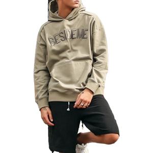 Vente en gros oem logo broderie personnalisée couleur unie sweat à capuche en polyester promotionnel unisexe pas cher pour hommes - Product Image 3