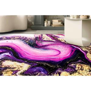 Alfombra de Mármol Rosa y Dorado: Alfombra de Arte Moderno Abstracto, Alfombra de Chenilla - Product Image 1