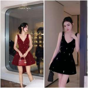 ชุดเดรสเหนือเข่าคอวีแขนกุดเก๋ไก๋สไตล์หวานสำหรับโชว์เสน่ห์และส่วนโค้งเว้าที่ดูอ่อนเยาว์ในกิจกรรมพิเศษ - Product Image 6