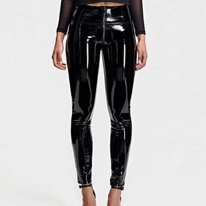 Pantalon crayon moulant décontracté pour femme en cuir PU brillant, respirant, imperméable, écologique, coupe-vent, taille haute élastique et extensible pour l'hiver - Product Image 3