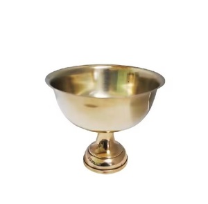 Bol design antique nouveauté bol en métal de couleur dorée plateau de service décoratif en feuille d'or en aluminium - Product Image 1