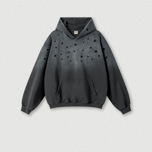 2026 Sweat à capuche unisexe oversize en molleton de coton, personnalisable, avec poche, effet délavé à l'ancienne et délavé à l'acide, pour l'hiver - Product Image 4