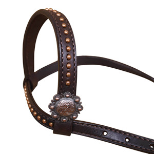 Ensemble de harnais pour cheval en cuir de qualité supérieure, tête de bride et collier de poitrail OEM, tous les accessoires en cuivre, accessoires d'équitation recouverts de mohair - Product Image 2