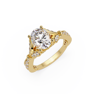 แหวนเพชรทรงรีเพาะเลี้ยงในห้องปฏิบัติการ ทองคำแท้ 14K 18K แบบ Solitaire ขาแหวนแยก  ระดับความสะอาด DEF VVS ได้รับการรับรองจาก IGI น้ำหนัก 2.50 กะรัต แหวนหมั้น ขายส่ง - Product Image 3