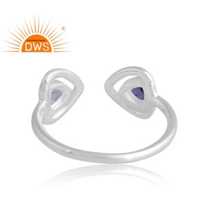 Nouveau Design élégant 925 argent Sterling naturel bleu topaze et iolite bague en pierres précieuses conception personnalisée bijoux pour femmes cadeau pour elle - Product Image 2