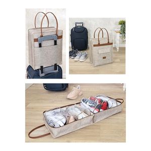 Pratica borsa da viaggio per scarpe con manico in pelle