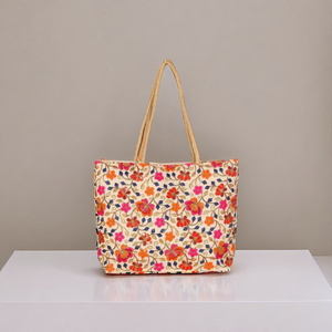 Bolso Tote de Hoja de Palma Tejida a Mano Ecológico al por Mayor 2026, Estilo Femenino con Detalles Rosados, Cadena con Cremallera, Cesta de Playa de Paja Natural - Product Image 2