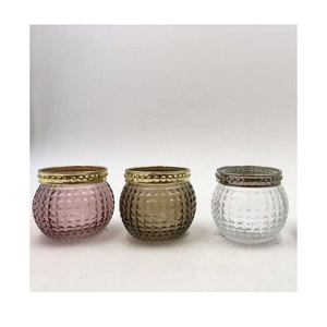 Latest Collection Small Rounded <b>Beaded</b> Glass Votive with <b>Metal</b> Fitting for Sale - Product Image 6