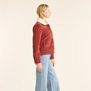 2025 Custom Made Ladies <b>Corduroy</b> <b>Jackets</b> Girls Street Fashion Wear with Fur Liner Turn Collar Printed Cotton Coats - Product Image 3