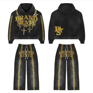 Nouveau unisexe SunFaded Flare survêtement lavage à l'acide à capuche pantalons de survêtement personnalisé détresse hommes survêtement 100% coton transfert de chaleur - Product Image 4