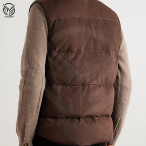 เสื้อกั๊กขนเป็ดหนัง100% สำหรับผู้ชายสไตล์ซาฟารีกันลมเป็นมิตรต่อสิ่งแวดล้อม - Product Image 4