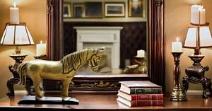 <b>Large</b> Golden Brass Standing Horse Sculpture Creative Tableware Showpiece for Home Decor Vastu Statue Running Horse <b>Desk</b> Ornament - Product Image 2