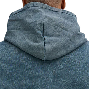 Sudadera con capucha y cremallera para hombre, estilo urbano, lavado ácido, color liso, corte regular, forro polar, 100% algodón, transpirable, de secado rápido, servicio OEM - Product Image 5