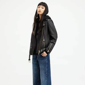 Venta al por mayor de la motocicleta chaqueta de cuero de oveja genuina para las señoras de las mujeres recortadas de estilo bombardero de Moda de Primavera chaqueta de cuero de las mujeres - Product Image 5