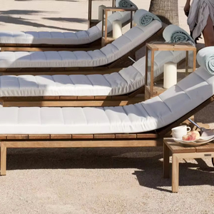 Lit de soleil imperméable moderne en bois de teck massif de haute qualité Patio et chaise longue pour piscine extérieure Villa Hotel Park Utilisation - Product Image 1