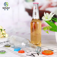 Bouteille de Boisson en Verre Transparent 250ml 330ml 500ml, Bouteille de Bière en Verre Vide Ronde, Bouteille Premium pour Eau Gazeuse et Jus