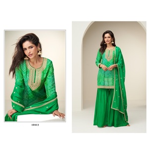 Fourniture en gros de porcelaine lourde traditionnelle Salwar Kameez avec un design de cou élégant et un Dupatta lourd disponible au prix d'exportation - Product Image 1